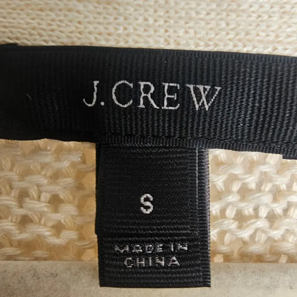 J. Crew Womens 100% Linen Lace Up Sweater Sz S Coastal Grandma Open Knit Boho